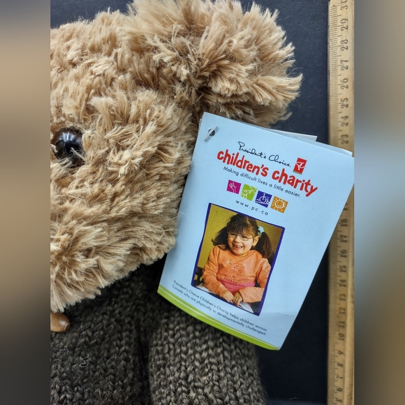 17" Charity Bear by President's Choice wearing a handsome brown cardigan - Picture 4 of 10